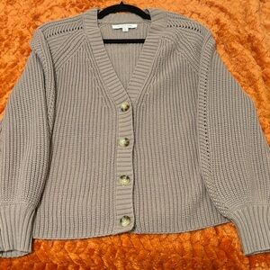 Cozy Knit Button-Up Cardigan in Taupe